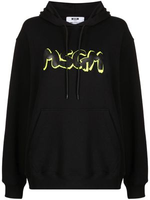 MSGM logo-print drawstring cotton hoodie - Black