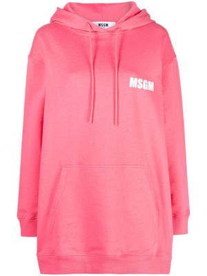 MSGM logo-print drawstring cotton hoodie - Pink