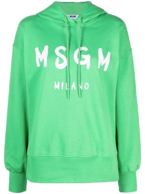 MSGM logo-print drawstring hoodie - Green