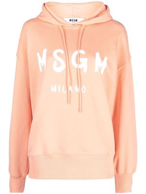 MSGM logo-print drawstring hoodie - Orange
