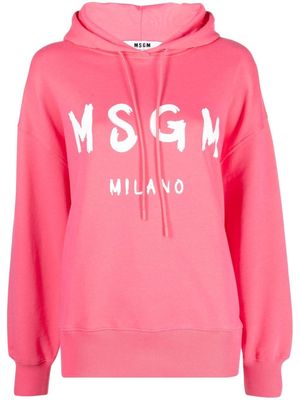 MSGM logo-print drawstring hoodie - Pink