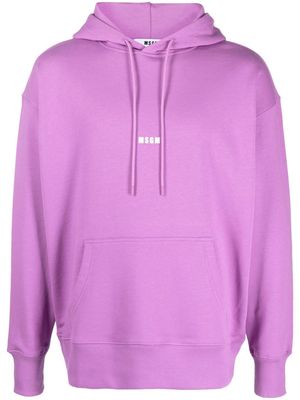 MSGM logo-print drawstring hoodie - Purple