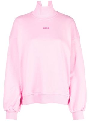 MSGM logo-print high-neck cotton jumper - Pink