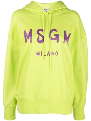 MSGM logo print hooded sweatshirt - Green