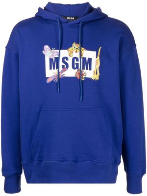 MSGM logo print hoodie - Blue