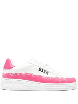 MSGM logo-print leather sneakers - White