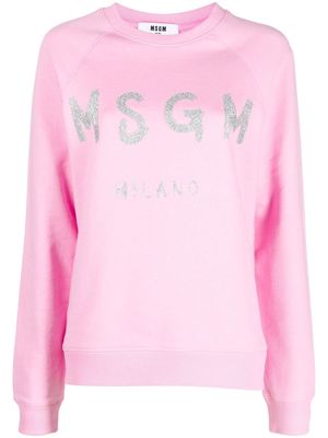 MSGM logo print long-sleeve sweatshirt - Pink