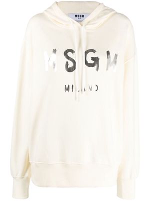MSGM logo-print oversized hoodie - Neutrals