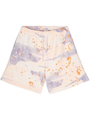 MSGM logo-print paint splatter-detail track shorts - Neutrals