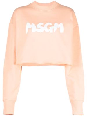 MSGM logo-print raw-cut sweatshirt - Orange
