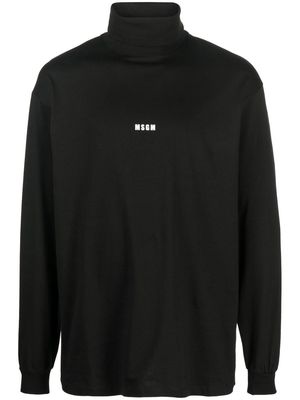 MSGM logo-print roll-neck T-shirt - Black