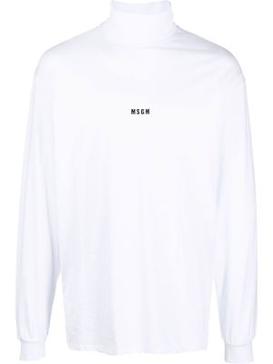MSGM logo-print roll-neck T-shirt - White