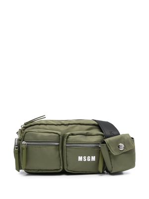 MSGM logo-print shoulder bag - Green