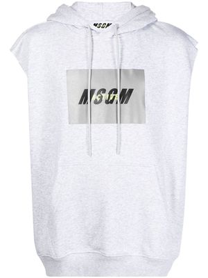 MSGM logo print sleeveless hoodie - Grey