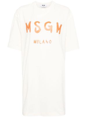 MSGM logo-print T-shirt minidress - Orange