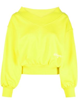 MSGM logo-print V-neck sweatshirt - Yellow