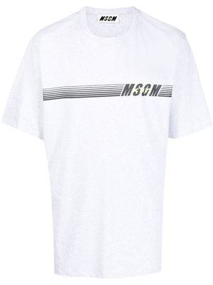 MSGM logo stripe-print cotton T-shirt - Grey