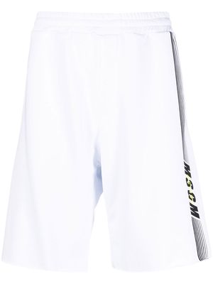 MSGM logo stripe track shorts - White