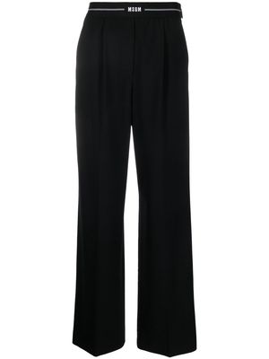 MSGM logo-waist wide-leg trousers - Black
