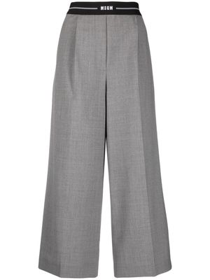 MSGM logo-waistband cropped trousers - Grey