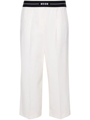 MSGM logo-waistband cropped trousers - White
