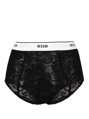 MSGM logo-waistband lace briefs - Black