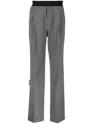 MSGM logo-waistband straight-leg trousers - Grey
