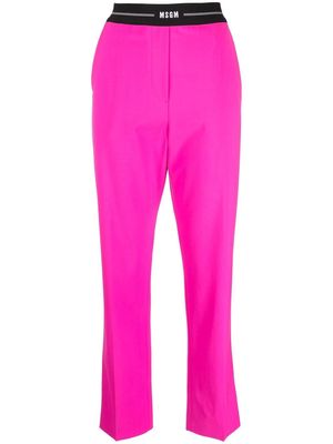 MSGM logo-waistband straight-leg trousers - Pink