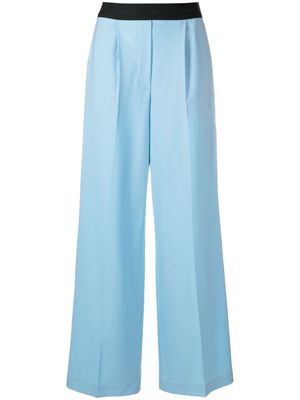 MSGM logo-waistband tailored trousers - Blue