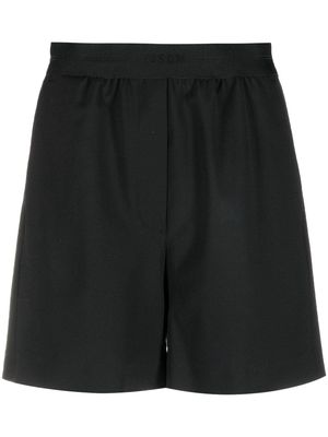 MSGM logo-waistband virgin wool shorts - Black