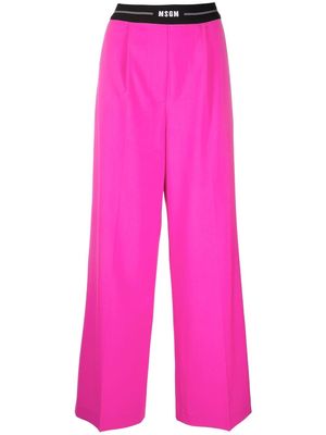 MSGM logo-waistband wide-leg track pants - Pink