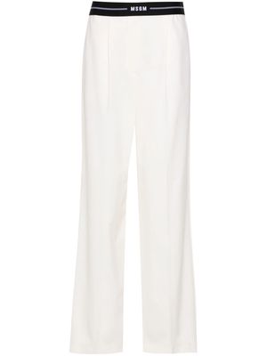 MSGM logo-waistband wide-leg trousers - White