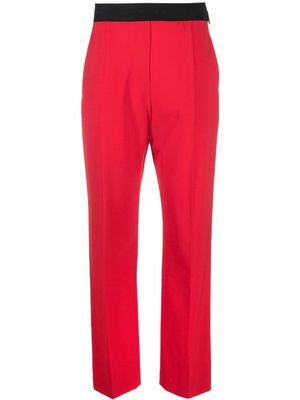 MSGM logo-waistband wool trousers - Red