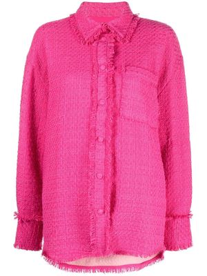 MSGM long-sleeve frayed-edge shirt - Pink