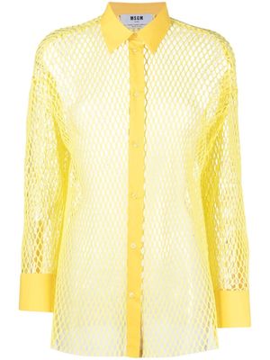 MSGM long-sleeved mesh shirt - Yellow