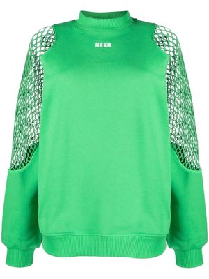 MSGM mesh-detail crew neck sweatshirt - Green