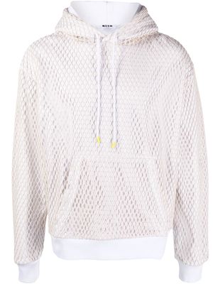 MSGM mesh long-sleeve hoodie - White