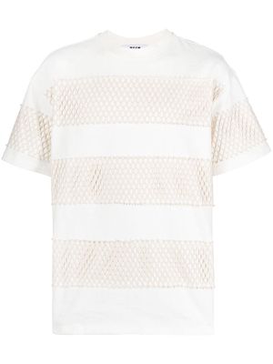 MSGM mesh-panel short-sleeved T-shirt - White