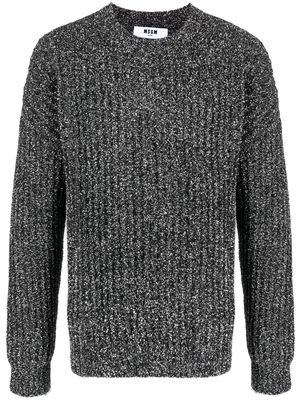 MSGM metallic ribbed-knit crew-neck jumper - Black