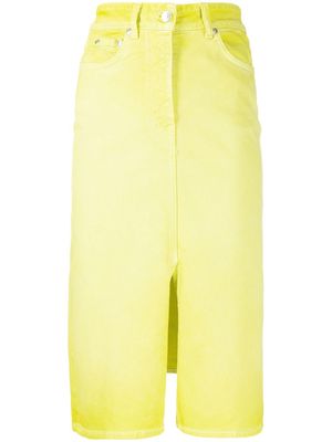 MSGM midi denim skirt - Yellow