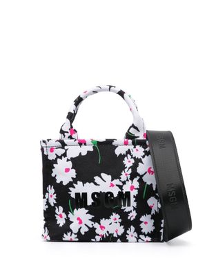 MSGM mini floral-print tote bag - Black