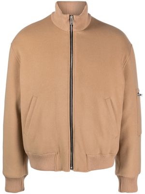 MSGM motif-embroidered felted bomber jacket - Brown