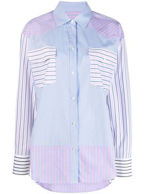 MSGM multi-stripe long-sleeve shirt - Blue