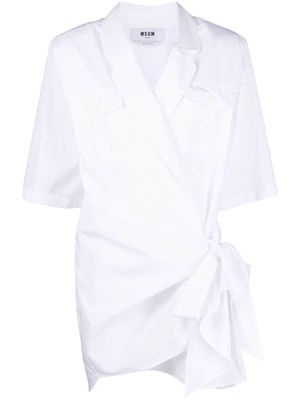 MSGM notch-lapels cotton shirtdress - White