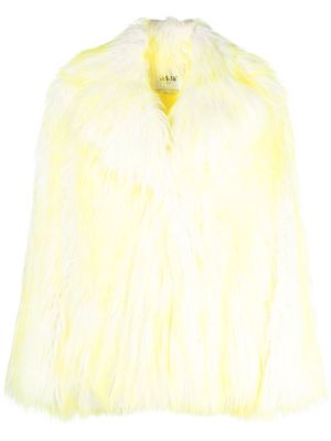 MSGM notched-lapels faux-fur jacket - Yellow