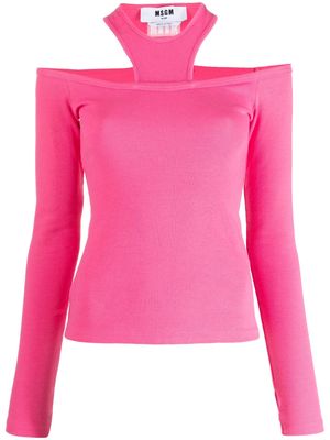 MSGM off-shoulder long-sleeve cotton top - Pink