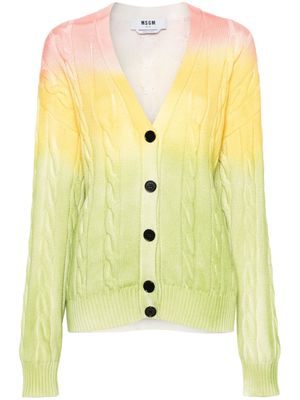 MSGM ombré-effect cable-knit cardigan - Yellow