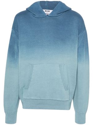 MSGM ombré-effect cotton hoodie - Blue