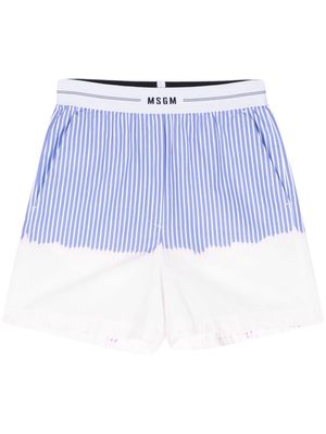 MSGM ombré striped cotton shorts - Blue