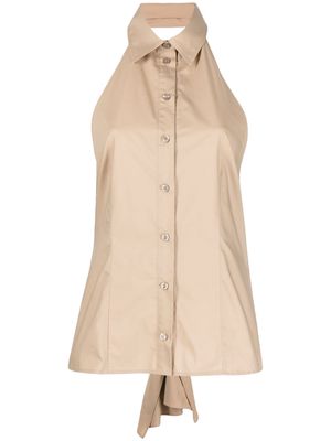 MSGM open-back sleeveless cotton shirt - Brown